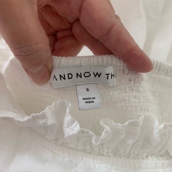 And Now This Size S Cotton Swiss Dot Corset Ruffled Sleeveless Midi Dress White - Picture 13 of 14